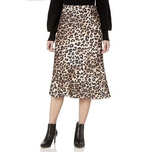 The Drop Maya Silky Pull-On Midi A-Line Skirt Animal Print Size Small